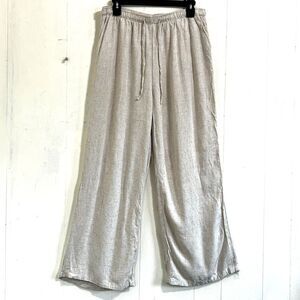 Indero Linen Blend Wide Pant Size L Coastal Beachy Lagenlook Flowy Breathable